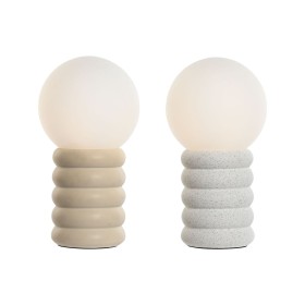 Tischlampe Home ESPRIT Weiß Beige aus Keramik Kristall 220 V 15 x 15 x 28 cm (2 Stück) von Home ESPRIT, Tisch- & Nachttischla...