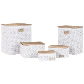 Laundry basket Home ESPRIT White Natural Wood 43 x 34 x 50 cm 5 Pieces by Home ESPRIT, Laundry Baskets - Ref: S3057191, Price...