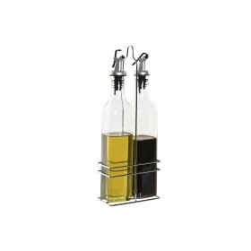 Oil and Vinegar Set Home ESPRIT Transparent Metal Crystal 500 ml 13 x 6,8 x 32 cm by Home ESPRIT, Dispensers for dressings an...