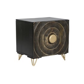 Mesa de Cabeceira Home ESPRIT Preto Dourado Metal Madeira de mangueira 50 x 40 x 50 cm de Home ESPRIT, Mesinhas de cabeceira ...