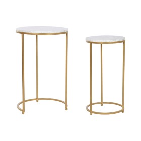 Conjunto de 2 mesas Home ESPRIT Dourado Metal Mármore 40 x 40 x 64 cm de Home ESPRIT, Jogos de móveis - Ref: S3057397, Preço:...