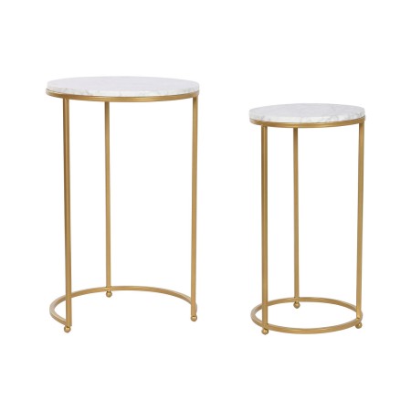 Conjunto de 2 mesas Home ESPRIT Dourado Metal Mármore 40 x 40 x 64 cm | Tienda24 - Global Online Shop Tienda24.eu