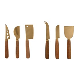 Cuchillos para Queso Home ESPRIT Dorado Natural Acero Inoxidable Acacia 2 Unidades (3 Piezas) de Home ESPRIT, Cuchillos - Ref...