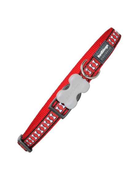 Dog collar Red Dingo Reflective Bones Red (2,5 x 41-63 cm) | Tienda24 Tienda24.eu