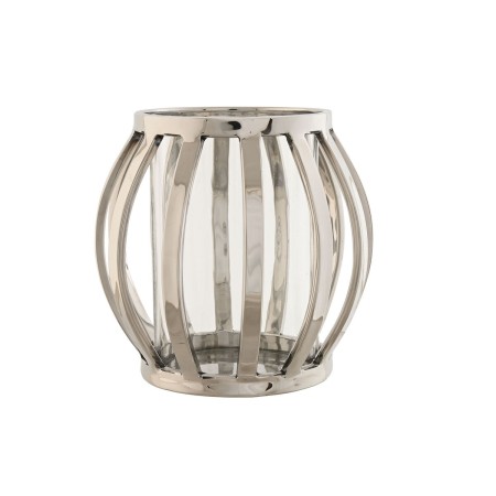 Portavelas Home ESPRIT Plateado Cristal Acero 14 x 14 x 14 cm de Home ESPRIT, Candelabros y portavelas - Ref: S3057609, Preci...