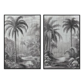 Painting Home ESPRIT White Black Palms Tropical 80 x 3 x 120 cm (2 Units) by Home ESPRIT, Prints on Canvas - Ref: S3057656, P...