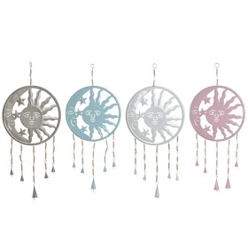 Hanging decoration Home ESPRIT Blue White Grey Pink Iron Moon Sun 33 x 1 x 77 cm (4 Units) by Home ESPRIT, Ornaments - Ref: S...