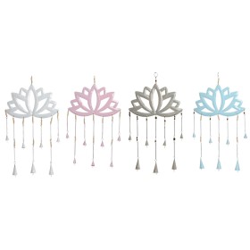 Hanging decoration Home ESPRIT Blue White Grey Pink Iron Oriental Lotus Flower (4 Units) by Home ESPRIT, Ornaments - Ref: S30...