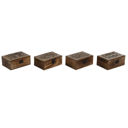 Boîte à bijoux Home ESPRIT Marron Bois de manguier 15 x 10 x 6 cm (4 Unités) de Home ESPRIT, Organiseurs de bijoux - Réf : S3...