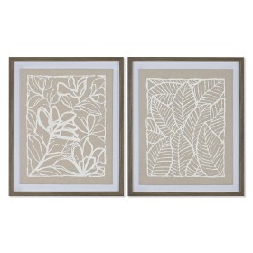 Lienzo Home ESPRIT Blanco Beige Hoja de planta Urbano 50 x 4 x 60 cm (2 Unidades) de Home ESPRIT, Impresiones sobre lienzo - ...