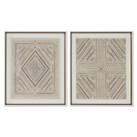 Lienzo Home ESPRIT Blanco Natural Boho 50 x 3,8 x 60 cm (2 Unidades) de Home ESPRIT, Impresiones sobre lienzo - Ref: S3057744...