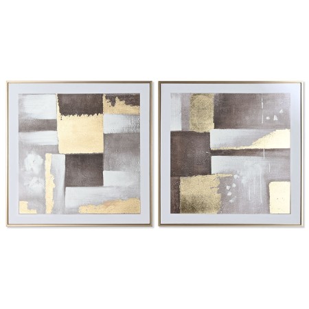 Cadre Home ESPRIT Marron Doré Abstrait Moderne 80 x 4 x 80 cm (2 Unités) de Home ESPRIT, Impressions sur toile - Réf : S30578...