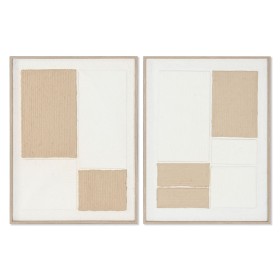 Cuadro Home ESPRIT Blanco Natural Abstracto Escandinavo 60 x 3 x 80 cm (2 Unidades) de Home ESPRIT, Impresiones sobre lienzo ...