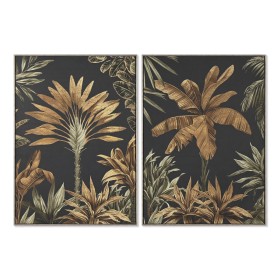 Pintura Home ESPRIT Preto Dourado Palmeiras Tropical 103 x 4,5 x 143 cm (2 Unidades) de Home ESPRIT, Impressões sobre tela - ...