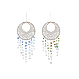 Decorazione pensile Home ESPRIT Azzurro Bianco Marrone Boho Macramé (2 Unità) (12 Unità) di Home ESPRIT, Soprammobili - Rif: ...