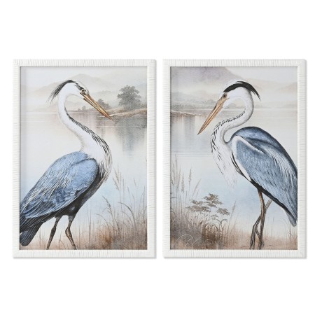 Pintura Home ESPRIT Azul Branco Ave Oriental 50 x 2,5 x 70 cm (2 Unidades) | Tienda24 - Global Online Shop Tienda24.eu