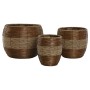 Set de pots de fleurs Home ESPRIT Naturel Métal Fibre Tropical 33 x 33 x 30 cm de Home ESPRIT, Cache-pots - Réf : S3058151, P...