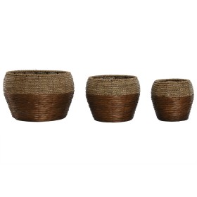 Conjunto de vasos Home ESPRIT Natural Metal Fibra Tropical 32 x 32 x 23 cm de Home ESPRIT, Vasos - Ref: S3058152, Preço: 36,9...