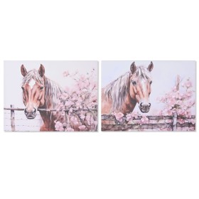 Cadre Home ESPRIT Beige Rose Toile Bois MDF Cheval Shabby Chic 80 x 2,5 x 60 cm (2 Unités) de Home ESPRIT, Impressions sur to...