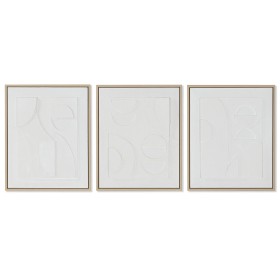 Cuadro Home ESPRIT Blanco Poliestireno Lienzo Abstracto Escandinavo 40 x 4,8 x 50 cm (3 Unidades) de Home ESPRIT, Impresiones...