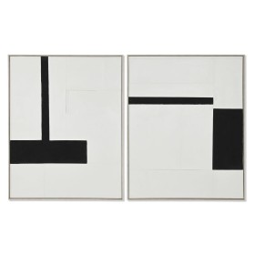 Painting Home ESPRIT White Black Abstract Modern 82 x 3,8 x 102 cm (2 Units) by Home ESPRIT, Prints on Canvas - Ref: S3058317...