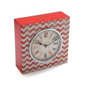 Table clock Versa Red Wood Vintage 10 x 23 x 23 cm by Versa, Desk & Shelf Clocks - Ref: S3400275, Price: 6,92 €, Discount: %