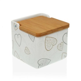 Portasale con Coperchio Versa Cozy Bambù Cuori Ceramica (12,2 x 11,5 x 12,2 cm) di Versa, Dosatori di condimenti e spezie - R...