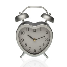 Table clock Versa Heart Silver Metal (21 x 15 x 6 cm) by Versa, Desk & Shelf Clocks - Ref: S3406888, Price: 11,54 €, Discount: %