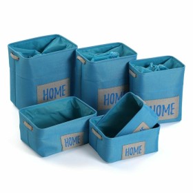 Basket set Versa Home Blue Textile (30 x 40 x 45 cm) (6 Pieces) by Versa, Cosmetic Organisers - Ref: S3407360, Price: 50,17 €...