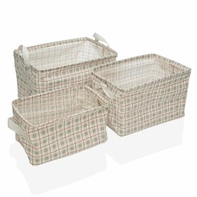 Set de basket Versa Camy Polyester Textile 3 Pièces (25 x 22 x 35 cm) de Versa, Rangements pour produits cosmétiques - Réf : ...