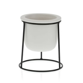 Plant pot Versa White Metal Ceramic Plastic Squared Minimalist 10,5 x 14,5 x 10,5 cm by Versa, Flower Pots - Ref: S3407869, P...