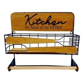 Kitchen Paper Holder Versa Metal MDF Wood 29 x 32 x 10 cm by Versa, Shelves and supports - Ref: S3409403, Price: 19,30 €, Dis...