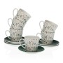 Set of Mugs with Saucers Versa Sansa Porcelain 9 x 14 x 14 cm 10,5 x 8 x 6 cm 14 x 14 x 2 cm Flowers Tea (12 Pieces) by Versa...