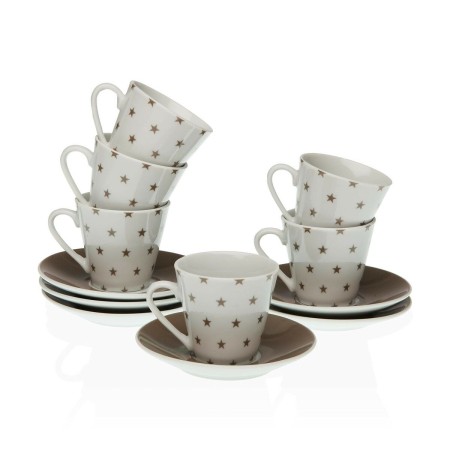 Set of Mugs with Saucers Versa Porcelain 5,8 x 6 x 5,8 cm Stars Coffee (12 Pieces) by Versa, Cups - Ref: S3410129, Price: 13,...