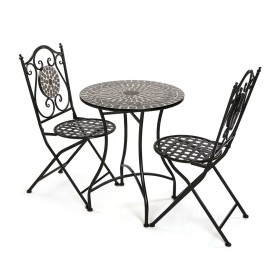 Ensemble Table + 2 Chaises Versa Neilos Noir 60 x 71 x 60 cm de Versa, Salons de jardin - Réf : S3410478, Prix : 175,93 €, Re...