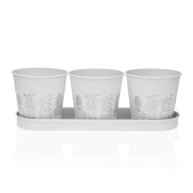 Pot Versa Blanc Triple Métal (11 x 33 cm) de Versa, Pots de fleurs - Réf : S3410538, Prix : 10,65 €, Remise : %