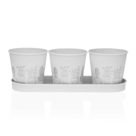 Plant pot Versa White Triple Metal (11 x 33 cm) | Tienda24 - Global Online Shop Tienda24.eu