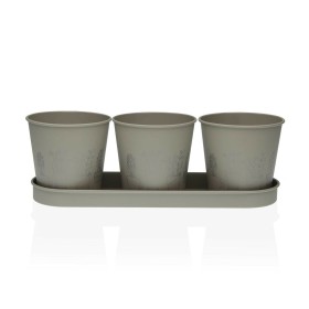 Maceta Versa Gris Triple Metal (11 x 33 cm) de Versa, Macetas para flores - Ref: S3410539, Precio: 10,65 €, Descuento: %