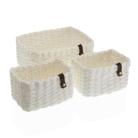 Basket set Versa White Paper 19 x 12 x 26 cm by Versa, Cosmetic Organisers - Ref: S3410748, Price: 13,56 €, Discount: %