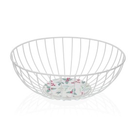 Fruit Bowl Versa Acebo White Metal Steel MDF Wood 28 x 10 x 28 cm by Versa, Bowls and large cups - Ref: S3411309, Price: 9,04...