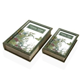 Dekorative Box Versa Flower Atlas Buch Leinwand Spiegel Holz MDF 7 x 30 x 21 cm von Versa, Boxen & Kästen - Ref: S3411564, Pr...