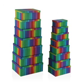 Set of Stackable Organising Boxes Versa Rainbow Cardboard 15 Pieces 35 x 16,5 x 43 cm by Versa, Storage boxes and chests - Re...