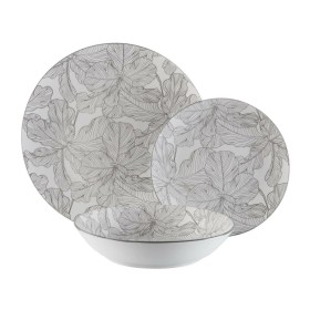 Set de Vajilla Versa Palmera 18 Piezas Gris Porcelana de Versa, Vajillas combinadas - Ref: S3412078, Precio: 36,11 €, Descuen...