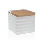 Salt Shaker with Lid Versa Stripes White Ceramic Bamboo Dolomite 11 x 11 x 11 cm | Tienda24 - Global Online Shop Tienda24.eu