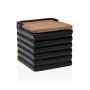 Salt Shaker with Lid Versa Stripes Black Ceramic Bamboo Dolomite 11 x 11 x 11 cm | Tienda24 - Global Online Shop Tienda24.eu