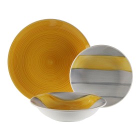 Dinnerware Set Versa Leanne Yellow Stoneware 26,5 x 26,5 cm 18 Pieces by Versa, Combination Sets - Ref: S3412412, Price: 38,6...