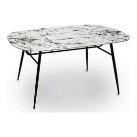 Mesa de apoio Branco Preto Metal Vidro temperado 90 x 76,5 x 160 cm Gift Decor - 1