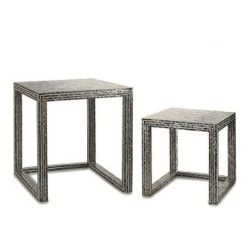 Table d'appoint Gris Nacre noire Contre-plaqué (2 Pièces) de Gift Decor, Tables de service - Réf : S3603676, Prix : 87,25 €, ...