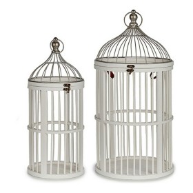 Cage Ronde Blanc Bois (2 Pièces) de Gift Decor, Objets de décoration - Réf : S3604671, Prix : 54,99 €, Remise : %