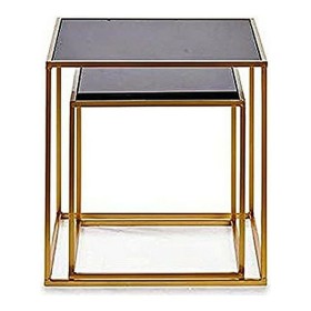 Side table DKD Home Decor Brown Black Metal Mango wood 95 x 95 x 40 cm 93,5 x 93,5 x 40 cm | Tienda24 - Global Online Shop Tienda24.eu